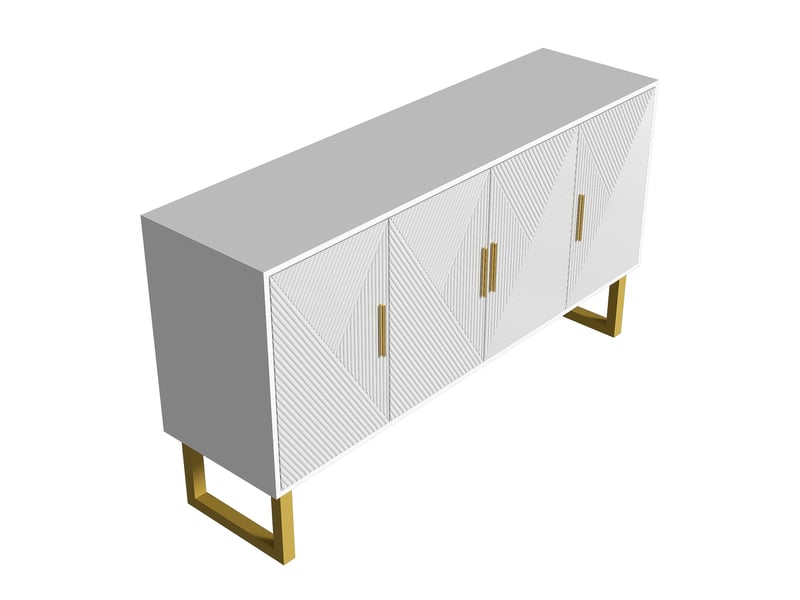  Buffet blanc, rangement, fermeture douce, étagères réglables, plan relevable, design moderne - 150x40x82cm - salon et salle à manger  - Conforama D