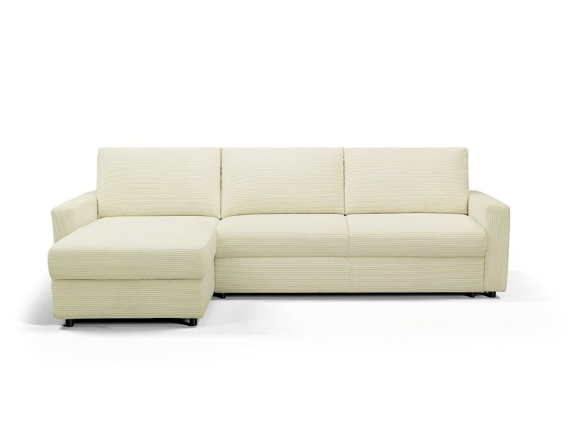  Canapé d'angle convertible et réversible ouverture express en velours côtelé beige juliette GB521AR-VELCH-BEI - Conforama A