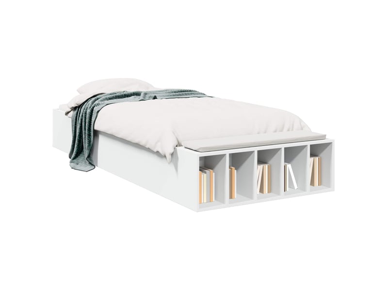  Lit simple- lit adulte -  cadre de lit avec rangement blanc 80 x 200 cm bois d'ingénierie  - Conforama A