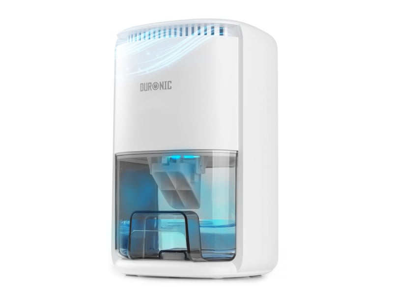 Duronic dh07 we déshumidificateur 22,5w jusqu'à 200 ml d'eau par jour réservoir d'1 litre compact et silencieux idéal pour petits espaces - Conforama A