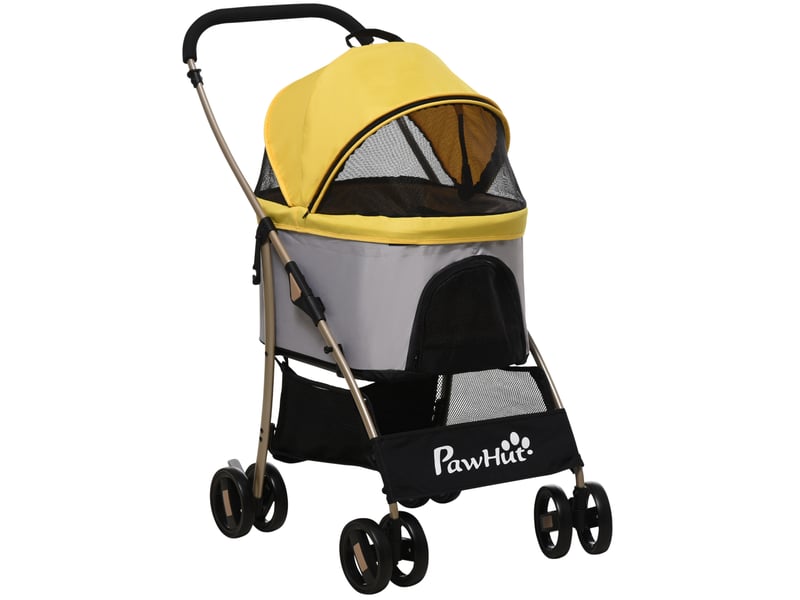 Poussette animaux 2-en-1 pliable avec sac de transport jaune homvra - Conforama A