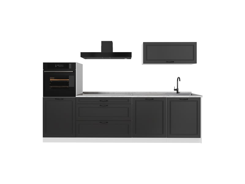  Vicco cuisine, anthracite campagneblanc, 280cm plan de travail marbre  - Conforama A