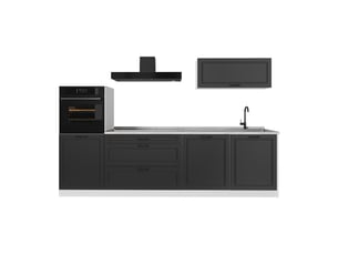 Vicco cuisine, anthracite campagneblanc, 280cm plan de travail marbre