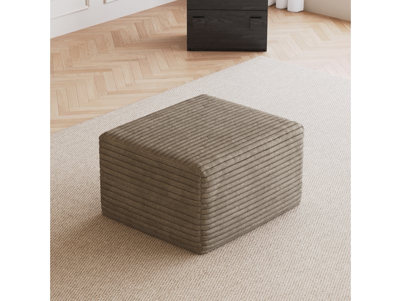 Pouf repose-pieds rembourré en tissu, coloris camel 65x60x38cm - Conforama C