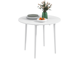 Table de salle à manger pliante 2 abattants, table ronde extensible pour 4 personnes, pieds en bois ø 89 x 73,5 cm, blanc