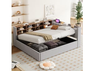 Lit coffre 140x200 cm coloris gris