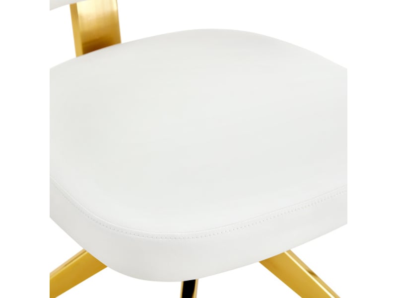 Ensemble de 2 chaises modernes à dossier incurvé, cuir pu rembourré, piètement métal 4 pieds, pivotantes - Conforama E