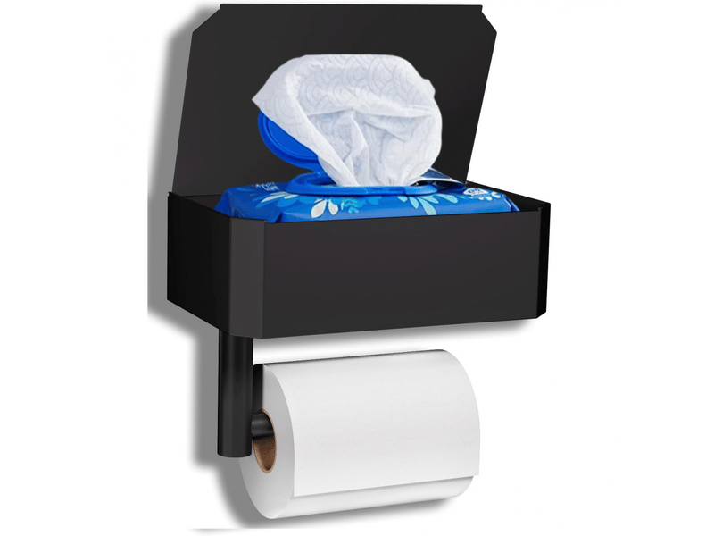 Porte-rouleau de papier toilette murale sans percage - support et dérouleur wc - noir - Conforama A