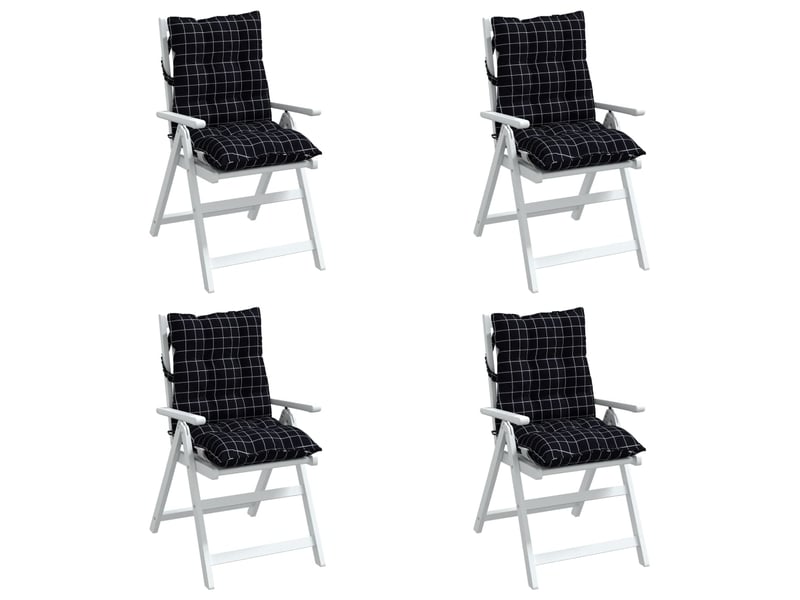 Lot de 4 coussins d'extérieur, coussins de chaise motif à carreaux noirs 100 x 50 x 7 cm cf56415 - Conforama D