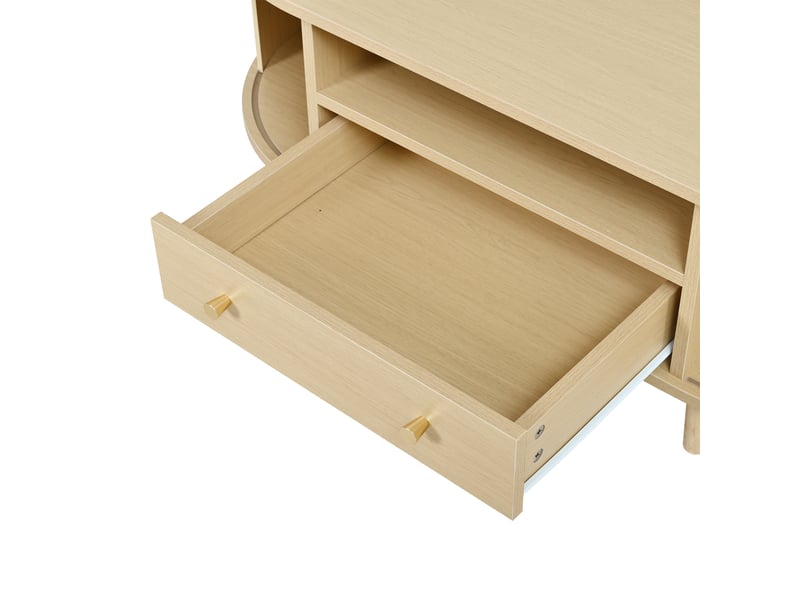 Table basse ovale 100x50x36 cm avec tiroir et porte tambour, mdf décor chêne  - Conforama E