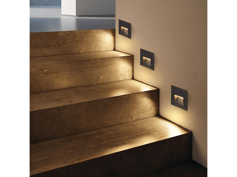  Lot de 4 spots led encastrés pour escalier, blanc chaud 3000k, noir, pour intérieur, 3 w  - Conforama C