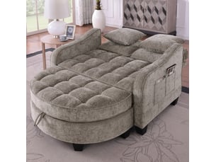 Canapé droit fixe OKWISH 1 place Tissu marron avec coffre de rangement