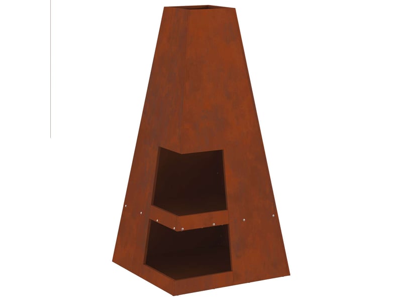 Brasero exterieur, foyer camping rouillé 50x50x100 cm acier patiné shl28551 - Conforama A