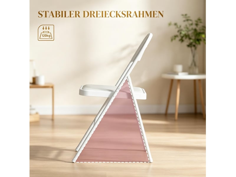 Lot de 2 chaises pliantes de salle à manger,45 x 46 x 78 cm – blanc – acier, pliage compact et léger - Conforama D