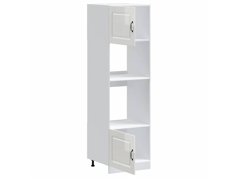  Lot de 2 armoires à four classiques design peu encombrant 60 x 57 x 207 cm en bois d'ingénierie blanc brillant 02_0055698  - Conforama C