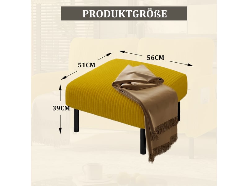  Fauteuil individuel en tissu velours côtelé avec repose-pieds, accoudoirs munis de poches latérales, structure métallique stable DUD2018 - Conforama W