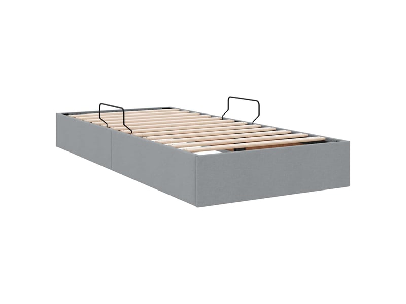  Lit simple- lit adulte -  cadre de lit ottoman gris clair 100 x 200 cm tissu  - Conforama D