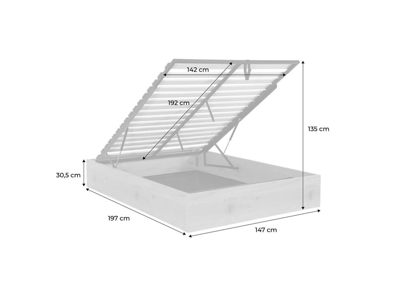 Lit coffre sommier à lattes 140x190cm décor bois noir - lift  - Conforama D