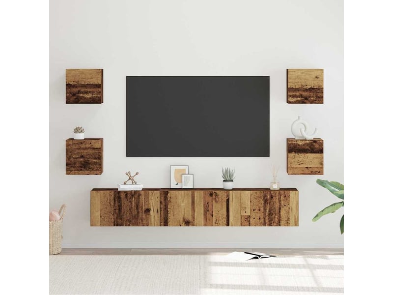  Ensemble meuble tv - banc tv - meuble de rangement 7 pcs bois ancien bois d'ingénierie  - Conforama B