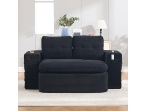 Canapé droit compressé convertible <strong>MODENVIE</strong> <strong></strong> 2 places Velours côtelé noir