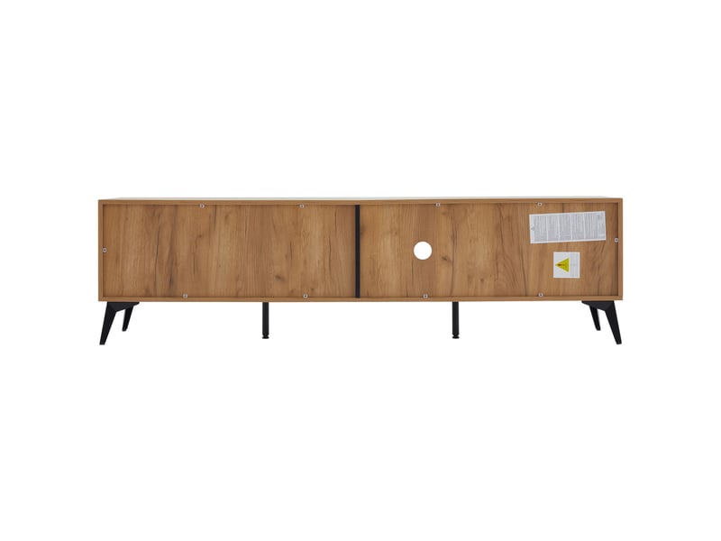 Meuble tv - campagne 180cm - compatible 85 pouces - 3 portes - gestion câbles - pieds réglables - Conforama W