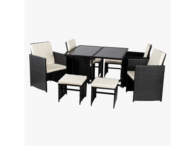  Ensemble de mobilier de jardin 8 places avec table en verre trempé  - Conforama D