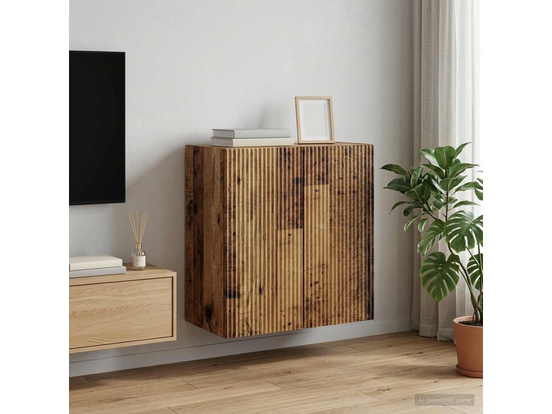  Armoire murale salon, meuble de rangement 59x31x60cm bois d'ingénierie bois ancien shl1699  - Conforama B