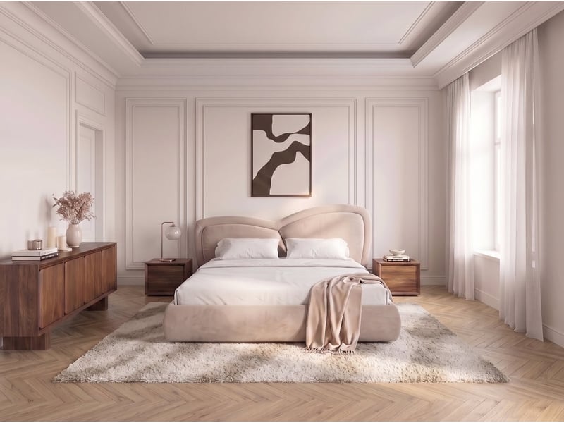 Bobochic lit bas daniela tissu velours lisse beige 140x190 DANIELA - Conforama B