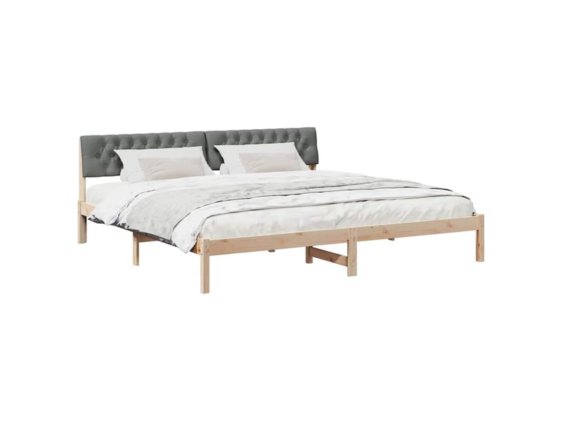 Lit double- lit adulte - cadre de lit avec tête de lit marron et gris foncé 200 x 200 cm - Conforama B