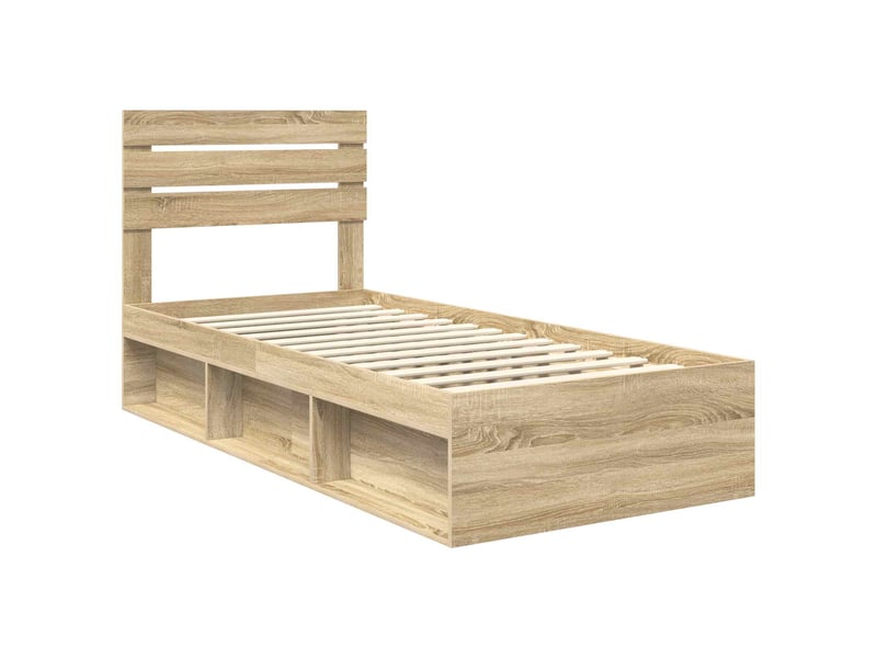  Lit simple- lit adulte -  cadre de lit avec tête de lit sonoma 100 x 200 cm pin massif  - Conforama C