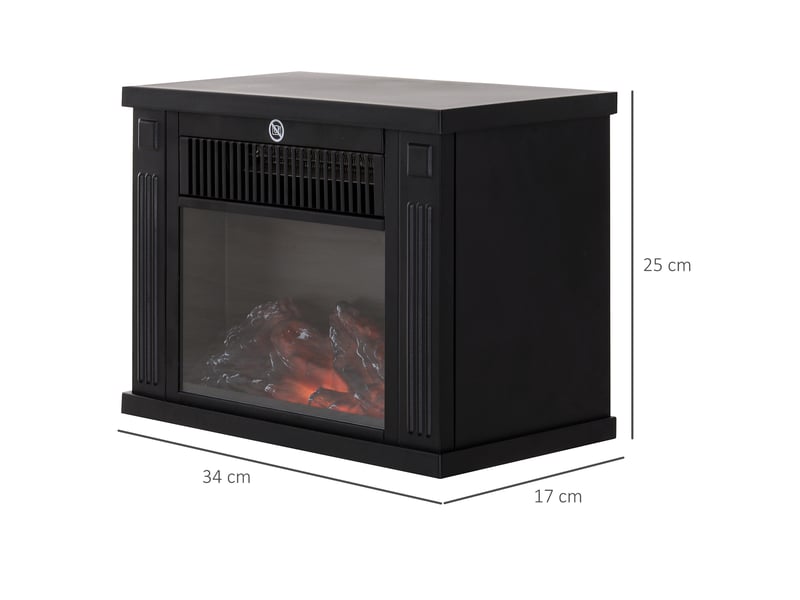  Cheminée électrique avec chauffage, effet flamme led, 600 ou 1200 w, noire  - Conforama E