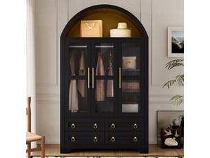 Armoire de rangement 110x50x186 cm - 4 tiroirs - led contrôlable par application - mdf et panneaux de particules - noir