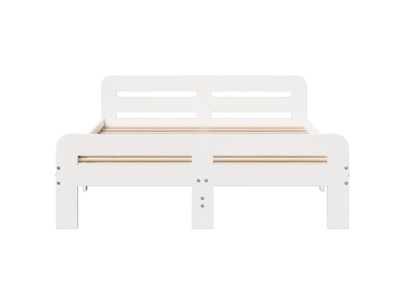  Lit double- lit adulte -  cadre de lit sans matelas blanc 200x200 cm bois massif de pin  - Conforama C