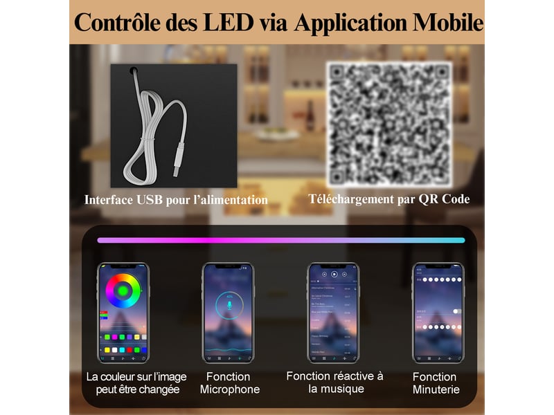Table à manger extensible 110-140 x 80 x 75 cm, pieds de table avec led intégré, 6 personnes pour salles à manger, blanc - Conforama E