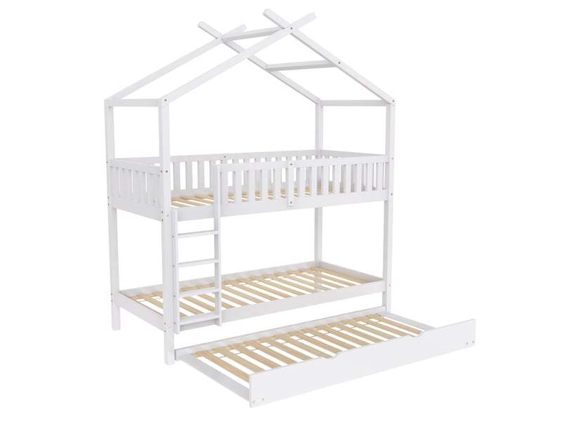  Lit enfant 90x200 cm - lit modulable avec trois lits, solution pratique pour chambres d’enfants - blanc - mdf  - Conforama D