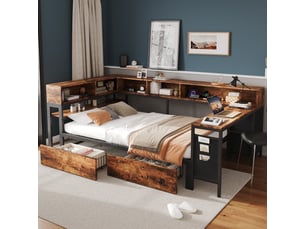 Lit avec rangement 120x200 cm    coloris marron