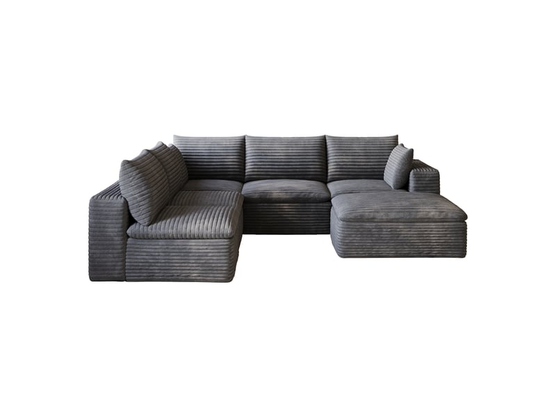  Canapé modulable 6 places en velours côtelé gris foncé W3428S00012 - Conforama A