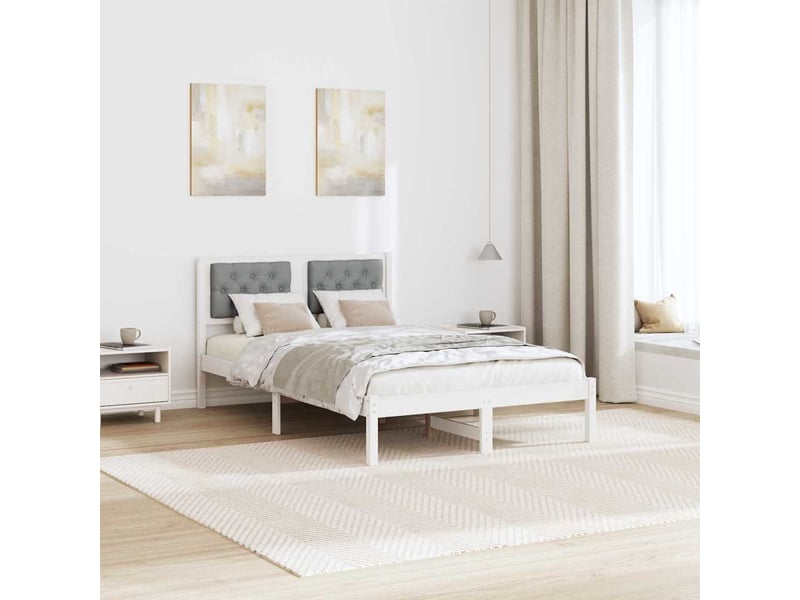 Lit double- lit adulte - cadre de lit gris clair 120 x 190 cm pin massif - Conforama C