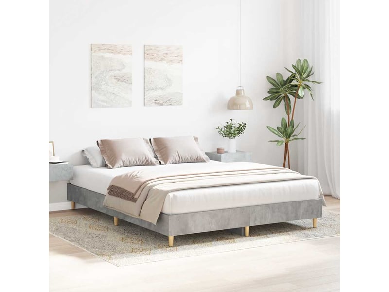  Lit double- lit adulte -  cadre de lit sans matelas gris béton 150x200 cm bois ingénierie  - Conforama B