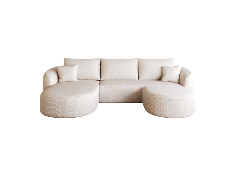  Canapé d'angle en u modulable blanc 336cm, canapé en mousse compressée sans armature, sans montage pour salon  - Conforama A