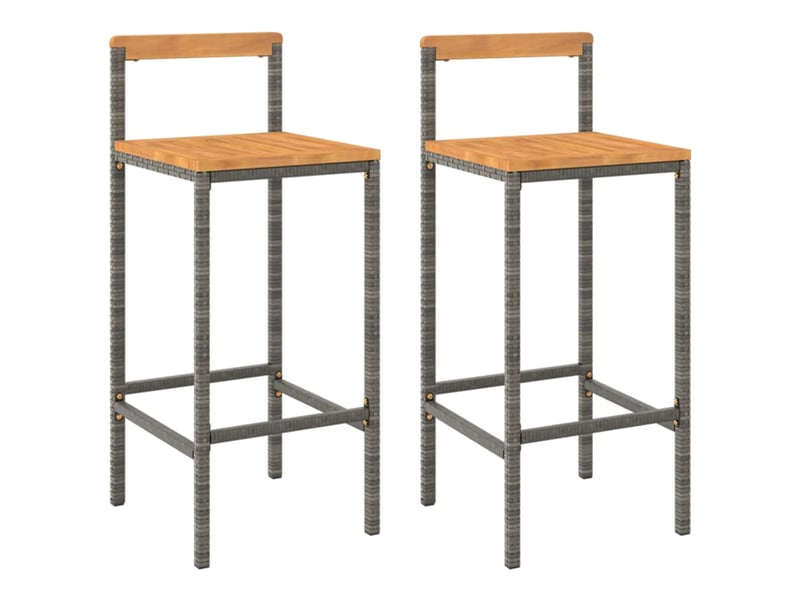  Lot de 2 tabouret de bar, chaise de bar gris résine tressée et bois d'acacia shl76941  - Conforama A
