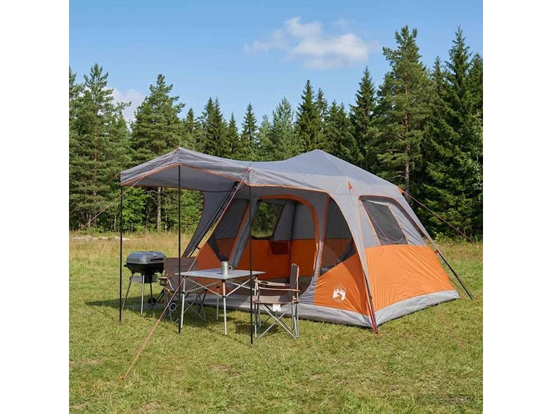  Tente de camping, tente familiale gris et orange 6 personnes polyester et acier  - Conforama B