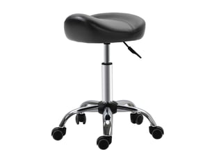 Tabouret de travail 48x48x54-69 cm, réglable en hauteur et pivotant, roulettes, similicuir noir, charge max. 120 kg
