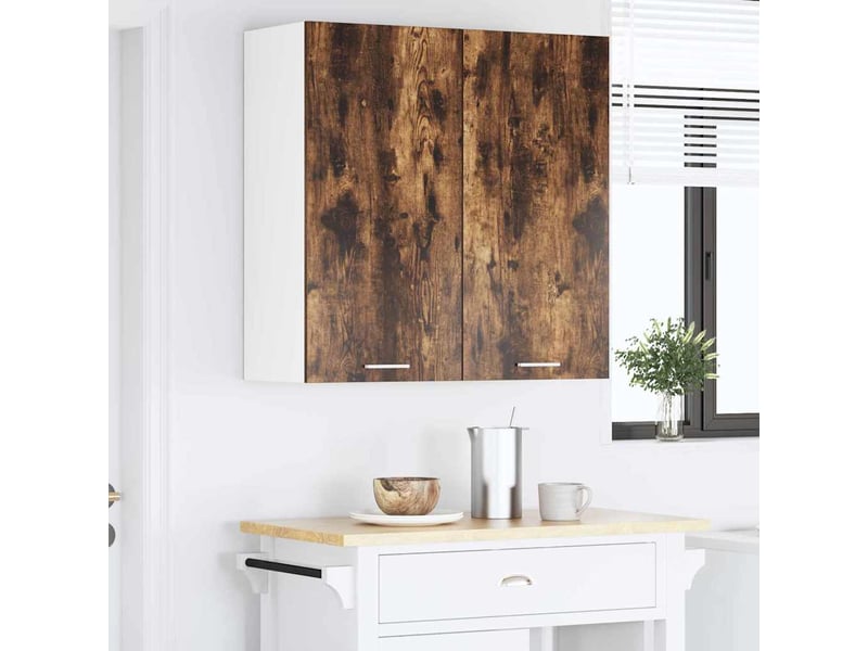 Meuble de rangement, armoire suspendue chêne fumé 80x31x80cm bois d'ingénierie shl2770 - Conforama D