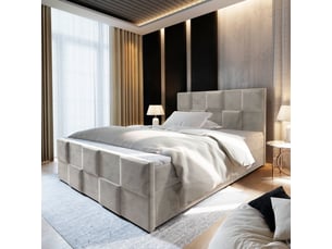 Lit avec rangement 140x200 cm <strong>MASSENO</strong> <strong></strong> coloris beige
