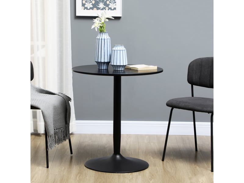  Table de salle à manger ronde pour 2 personnes avec pied central en acier, base antidérapante pour cuisine, ø70×75 cm  - Conforama C