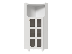 Armoire d'angle led 63,5 x 124 cm – blanc – finition laquée, rangement 2-en-1 et éclairage par application