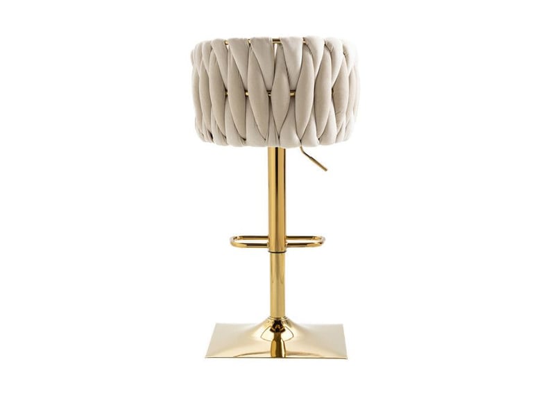  Tabouret de bar lot de 2 - vintage - dossier tissé - velours ivoire - pivotant 360° blanc - Conforama D