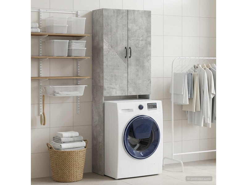Armoire de toilette, meuble de toilette haarlem gris béton 66x25.5x190 cm - Conforama C