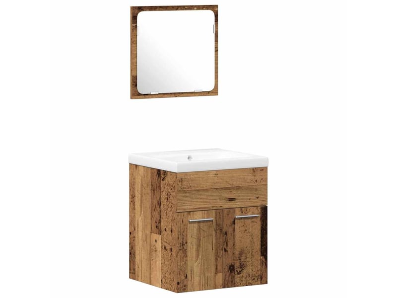  Ensemble de mobilier de salle de bain 3 pièces bois ancien cf64433  - Conforama A